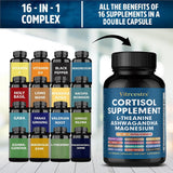 Cortisol Support Supplement with Magnesium, 60 Capsules for Daily Use