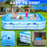 Inflatable Family Pool 100x63x20 PVC Thickened with Solar Lights