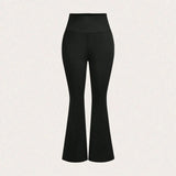 Women's Black High Waisted Flared Pants Stretchy Slimming Trousers 2026