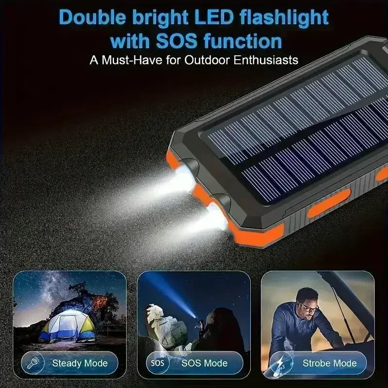 10000mAh Solar Power Bank with QC3.0 Fast Charge and Waterproof Design