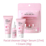 Sakura Skin Care Set with Cleanser, Serum, Eye Cream, Facial Cream - Travel Kit