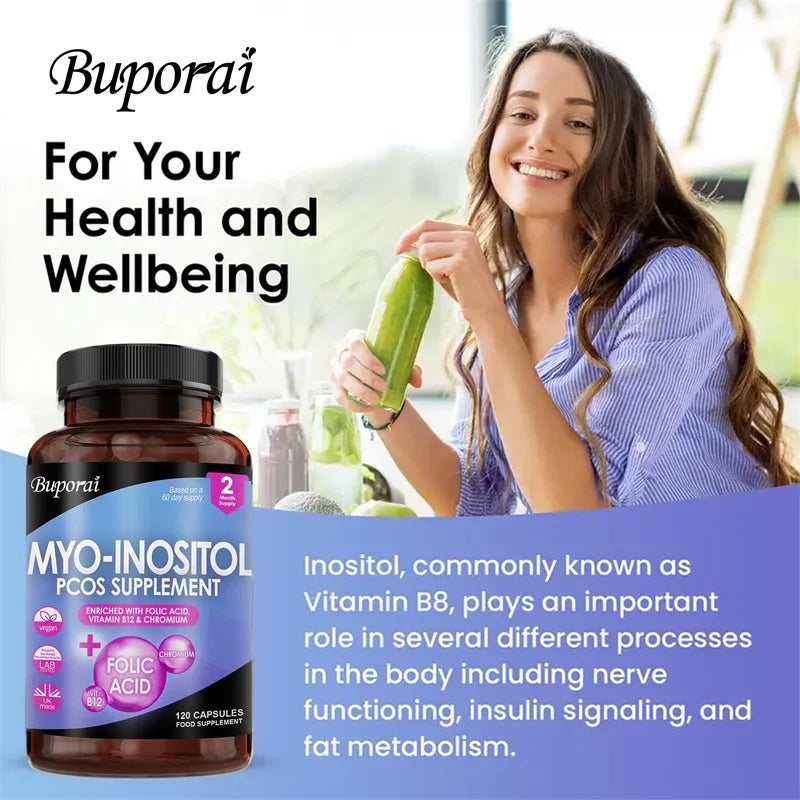 Myo-Inositol Supplement for Hormonal Balance & Ovarian Health - 120 Capsules