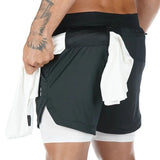Camo Running Shorts Men 2-in-1 Quick Dry Gym Fitness Summer Workout