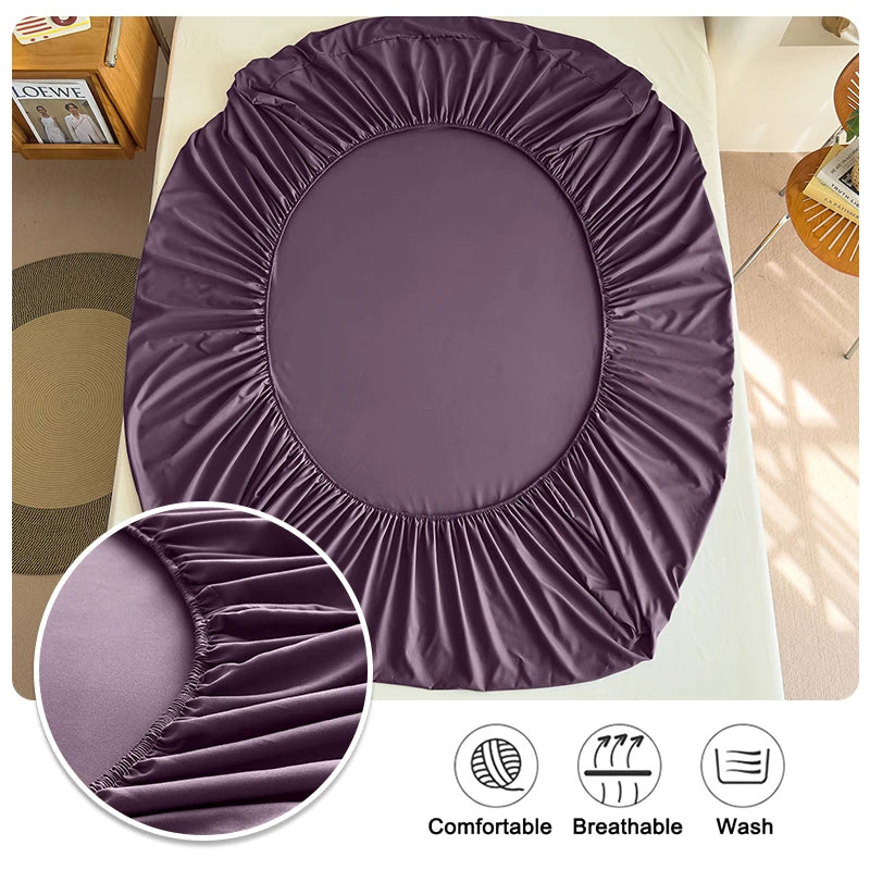 Fitted Bed Sheet 90/120/150/180x200 cm Solid Color Mattress Protector - Cozy Bed Sheets