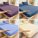 Fitted Bed Sheet 90/120/150/180x200 cm Solid Color Mattress Protector - Cozy Bed Sheets