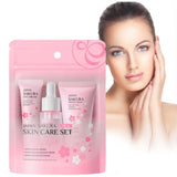 Sakura Skin Care Set with Cleanser, Serum, Eye Cream - Travel Kit for Women