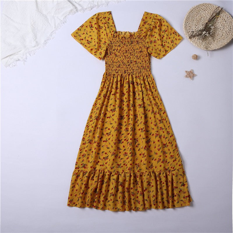 Chiffon Midi Dress for Women | Floral Print | Short Sleeve | Casual Wear