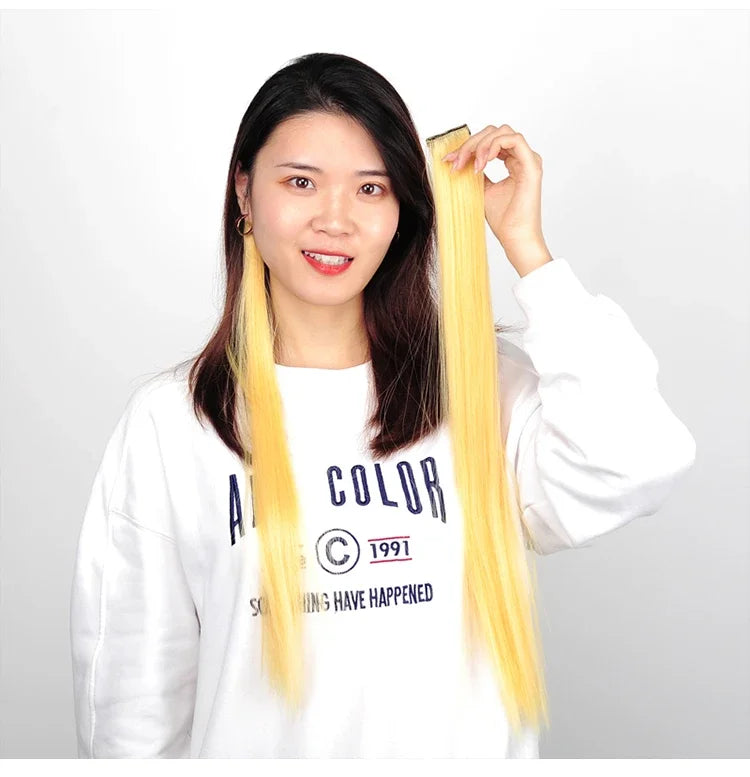 60cm Clip In Hair Extensions Synthetic Long Straight Hairpiece Accessories