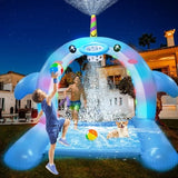 Inflatable Whale Sprinkler Water Toy 3-in-1 Splash Pad for Kids & Dogs