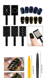 Nail Art Magnetic Stick Wand Pen Set for 3D Gel Painting - 4 Tools