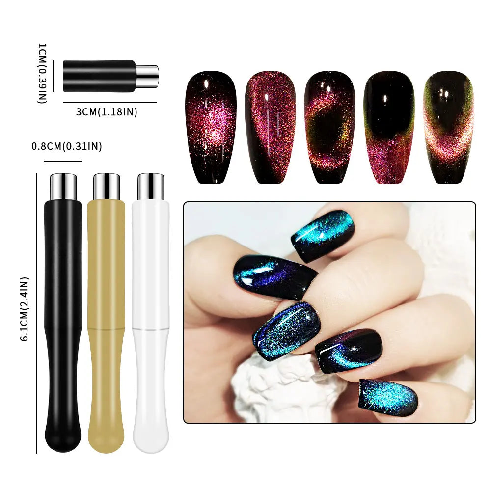 Nail Art Magnetic Stick Wand Pen Set for 3D Gel Painting - 4 Tools