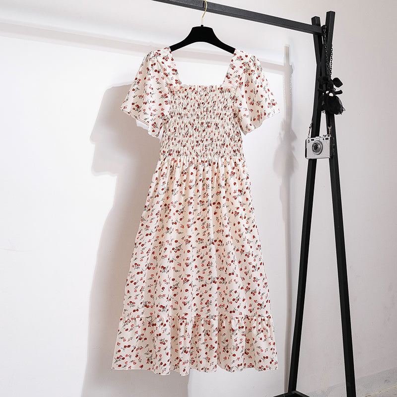 Chiffon Midi Dress for Women | Floral Print | Short Sleeve | Casual Wear