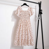 Chiffon Midi Dress for Women | Floral Print | Short Sleeve | Casual Wear