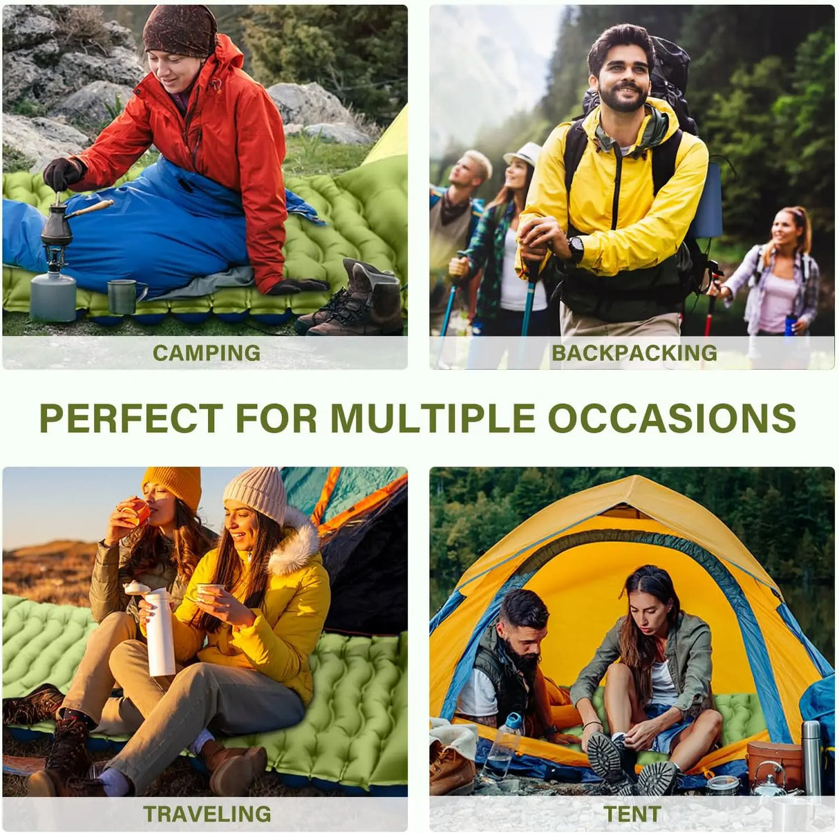 Inflatable Camping Mattress Pad with Pillows - Ultralight Air Mat