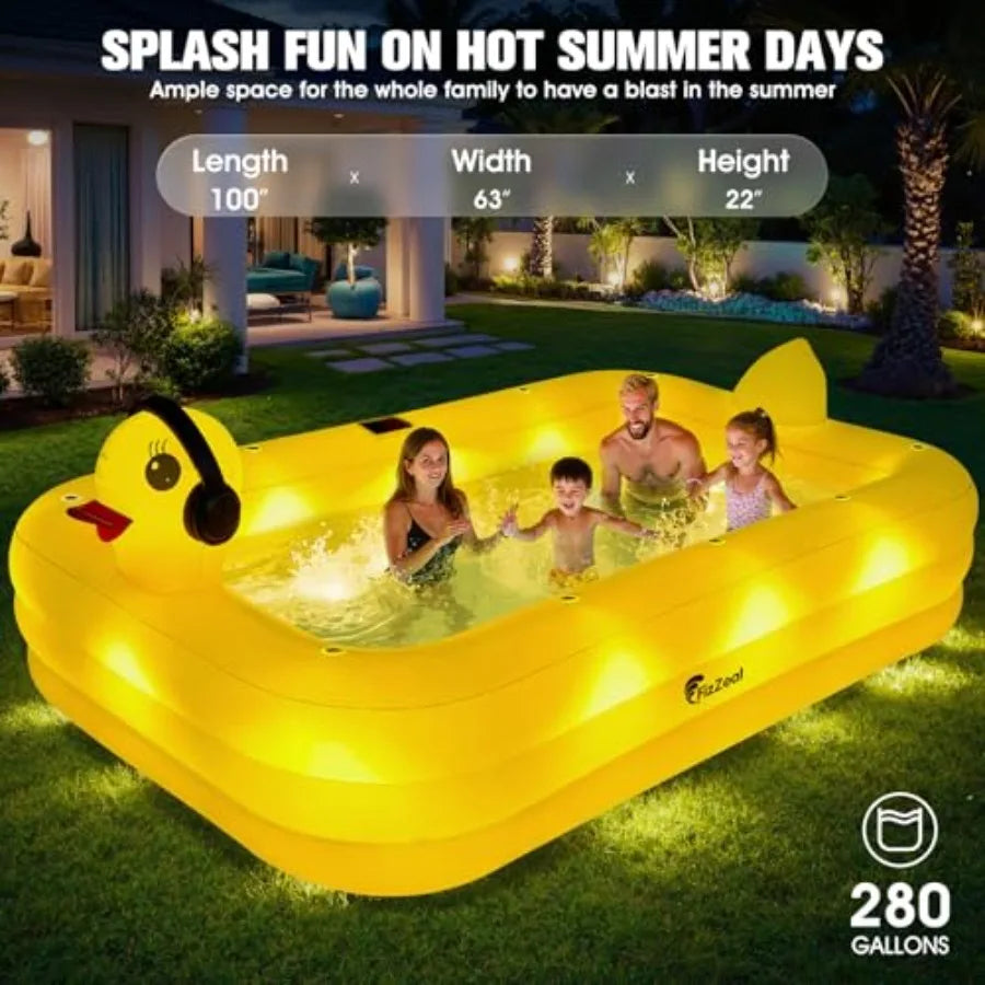 Inflatable Backyard Pool for Kids and Adults, Durable PVC, 100x63x22 Inches