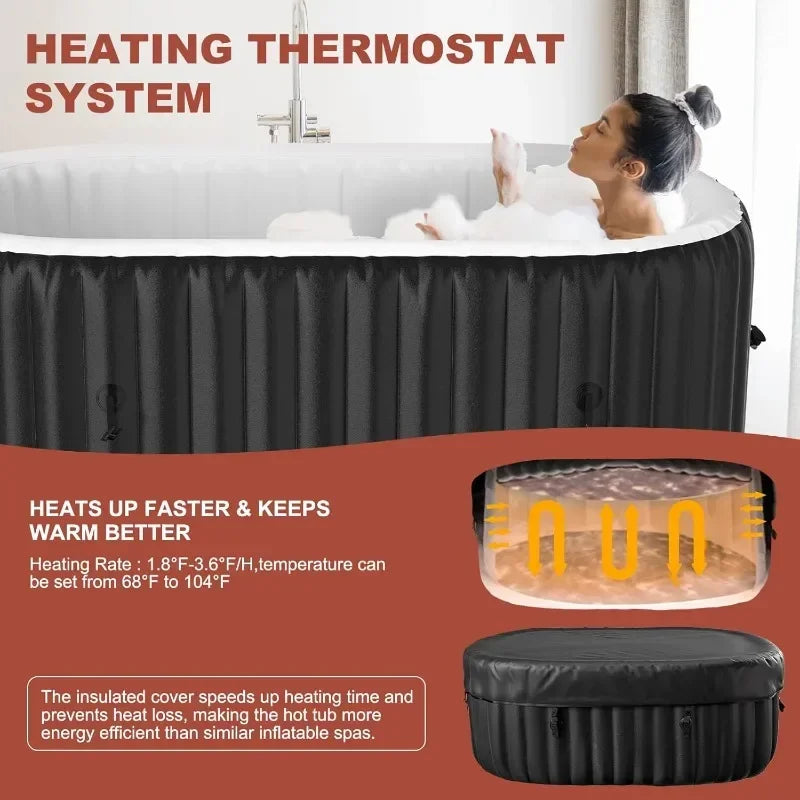 LILYPELLE Inflatable Hot Tub for 1-2 Persons, 75 Gallon Capacity