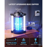 Minimoon Outdoor Mosquito Zapper with Dual LED Light, 15W Electric Trap