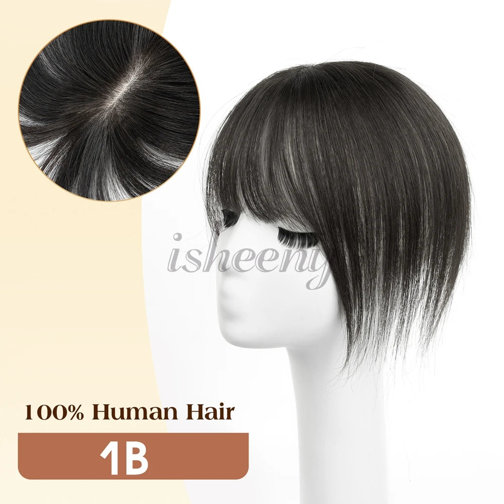 Human Hair Toppers 5x9cm Base Net 20cm Natural Look Hairpiece