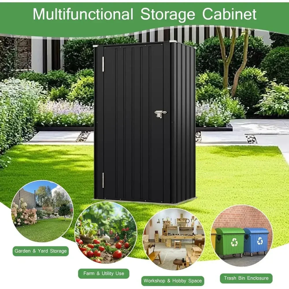 Lockable Metal Storage Shed 22-Foot Outdoor Tool Cabinet, Black