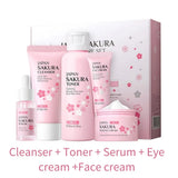 Sakura Skin Care Set with Cleanser, Serum, Eye Cream, Facial Cream - Travel Kit