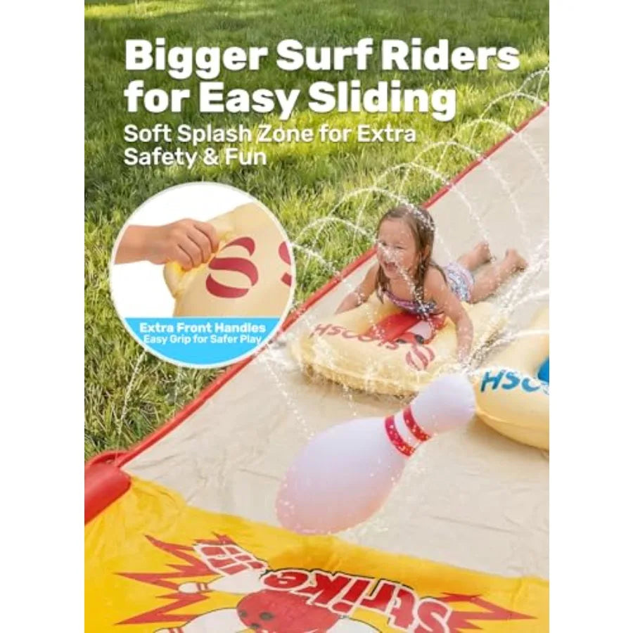 20FT Lawn Water Slide Bowling Game Set for Kids, PVC Material, Blue & Yellow