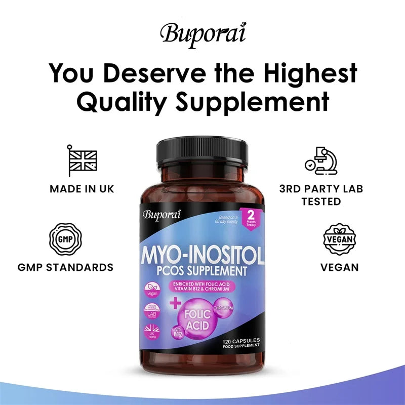 Myo-Inositol Supplement for Hormonal Balance & Ovarian Health - 120 Capsules