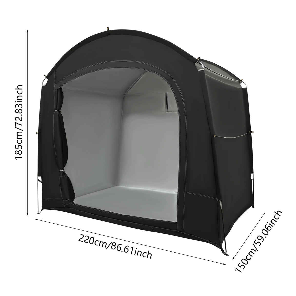 Portable Waterproof Bike Storage Shed for 1-4 Bikes, 220x150x185cm