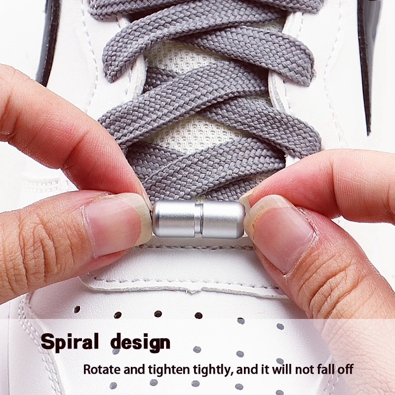 Automatic Flat No Tie Shoelaces with Swivel Buckle for Sneakers Adults Kids