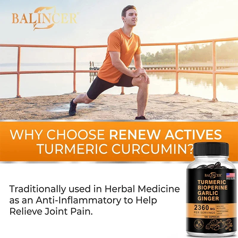 Turmeric Ginger Supplement with Curcumin and Black Pepper, 2360 Mg