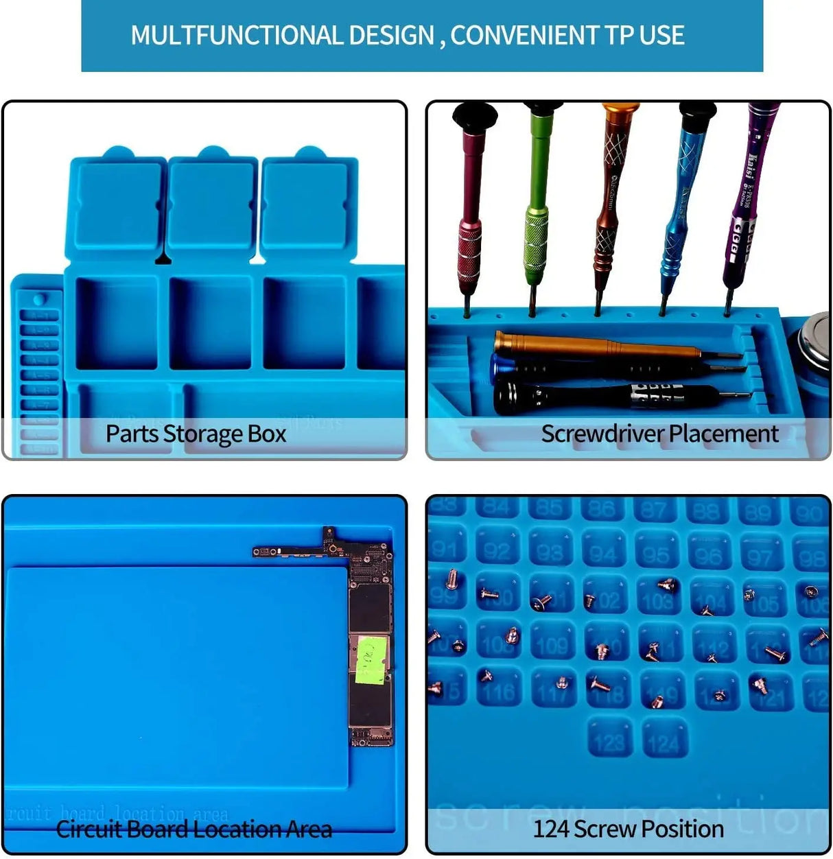 Soldering Station Mat Silicone Heat Resistant 932°F Anti-Static Magnetic Mat