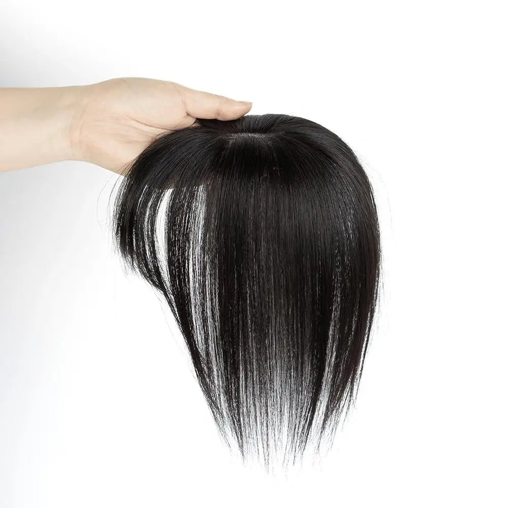 Human Hair Toppers with Clips for Volume and Length, 5x9cm Base