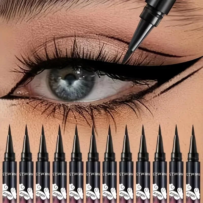 Black Liquid Eyeliner 12-Pack, Long-Lasting Waterproof Makeup Set