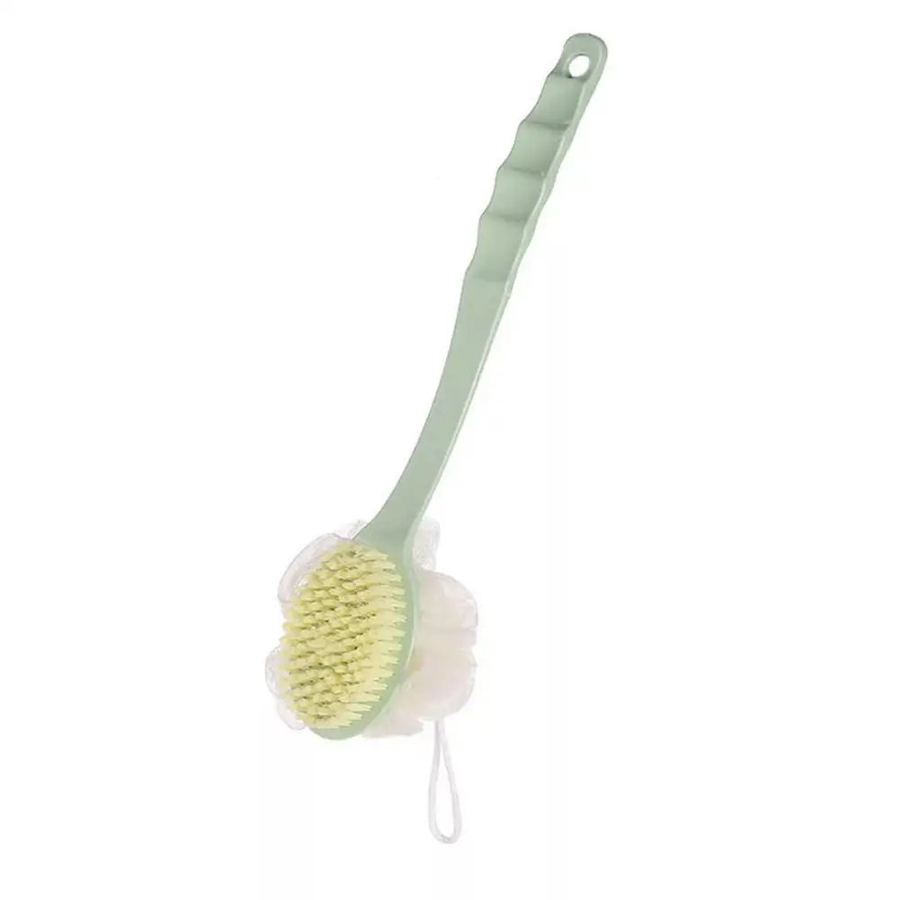 Two-Sided Silicone Shower Body Brush with Long Handle for Exfoliating