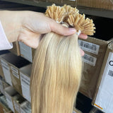 Human Hair Extensions U Tip Pre-bonded Keratin Dark Blonde 24" 12 Strands
