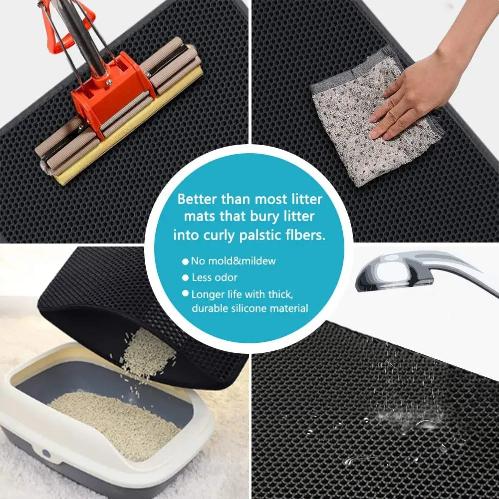 Cat Litter Mat Double Layer Waterproof Non-Slip Washable 15" Pad