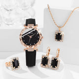 Luxury Rhinestone Women's Watch Set - 5pcs Elegant Quartz Wristwatch Gift