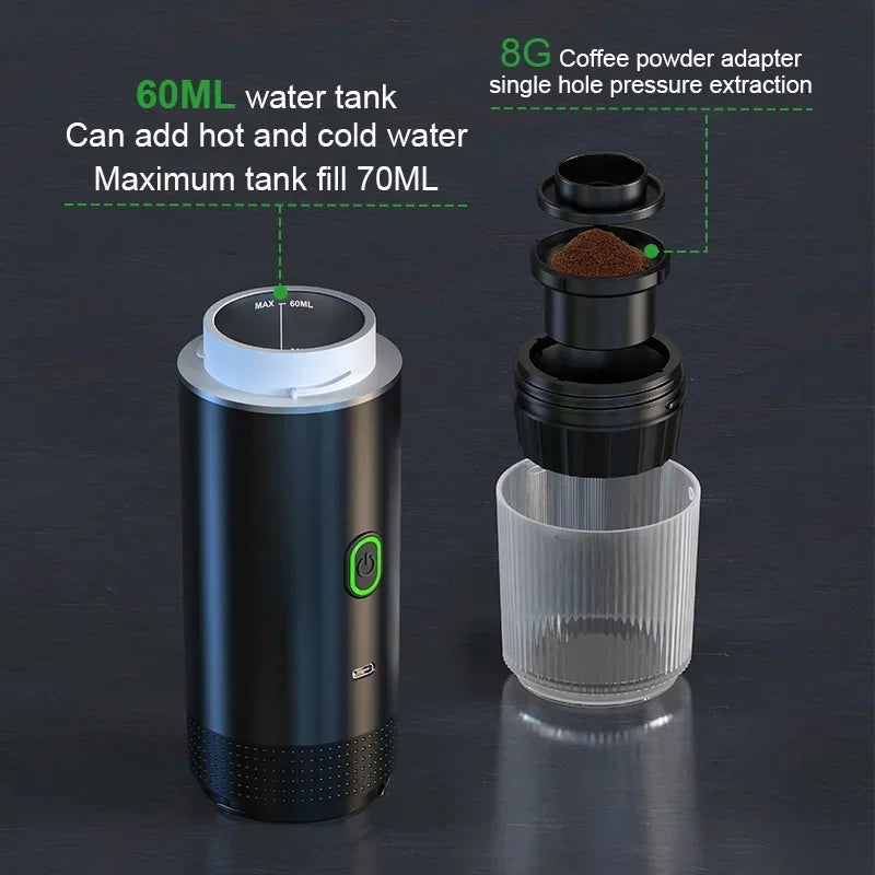 Portable Espresso Coffee Maker 3-in-1 for Car & Home Camping Travel