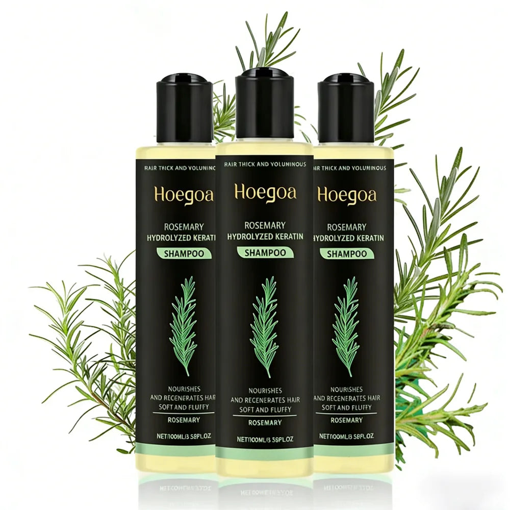 Hoegoa Rosemary Hair Growth Shampoo 3pcs Hydrolyzed Keratin Moisturizing Repair