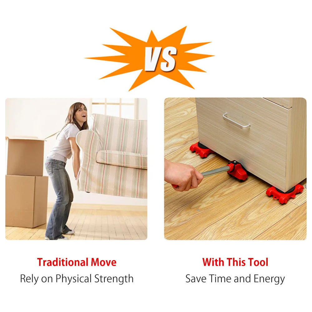 Heavy Duty Furniture Lifter Mover Roller Set - 5 Pcs Transport Tools