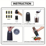 Gravity Electric Salt and Pepper Mill, Battery Powered, Adjustable Coarseness