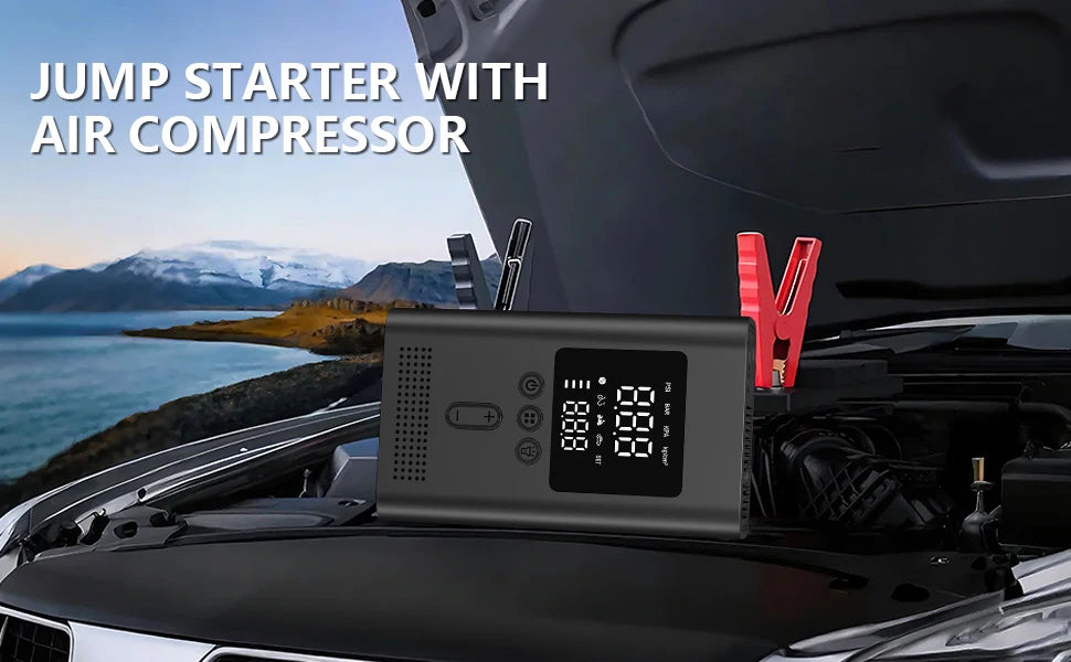 8000mAh Car Jump Starter & Tire Inflator, 150PSI Portable Air Compressor