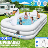 Inflatable Swan Pool for Adults with Lights, Large Blow Up Pool