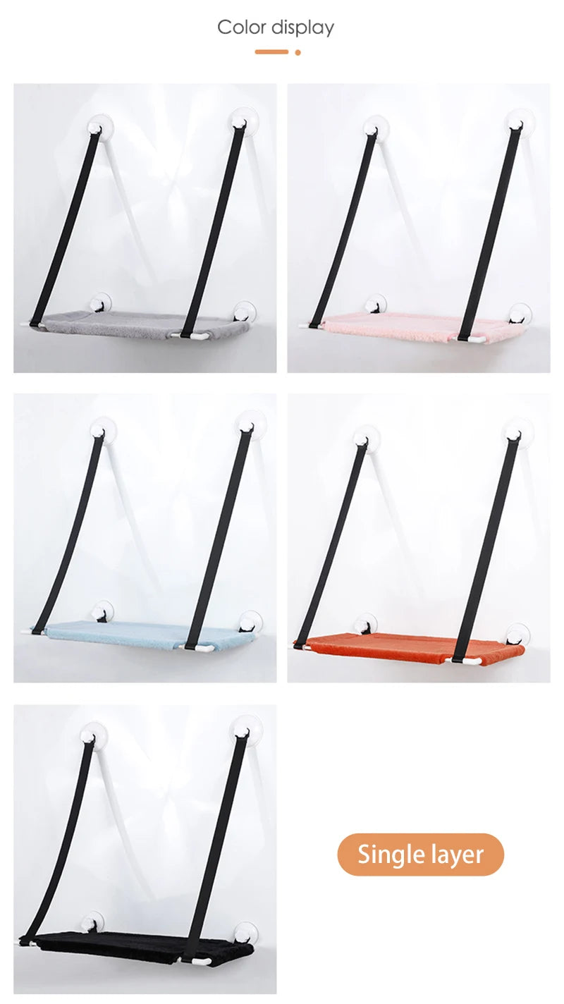 Double-layer Velvet Cat Suspension Bed with Suction Cups - 20kg Capacity