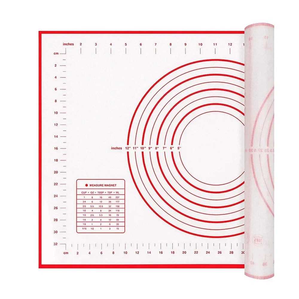 Food Grade Plastic Rolling Mat with Measuring Tool - Non-Slip Baking Mat