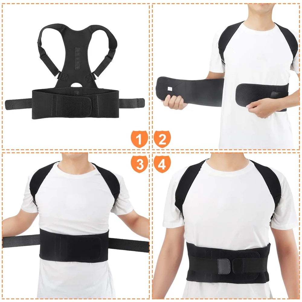 Magnetic Therapy Posture Corrector Corset Shoulder Support Belt for Men & Women