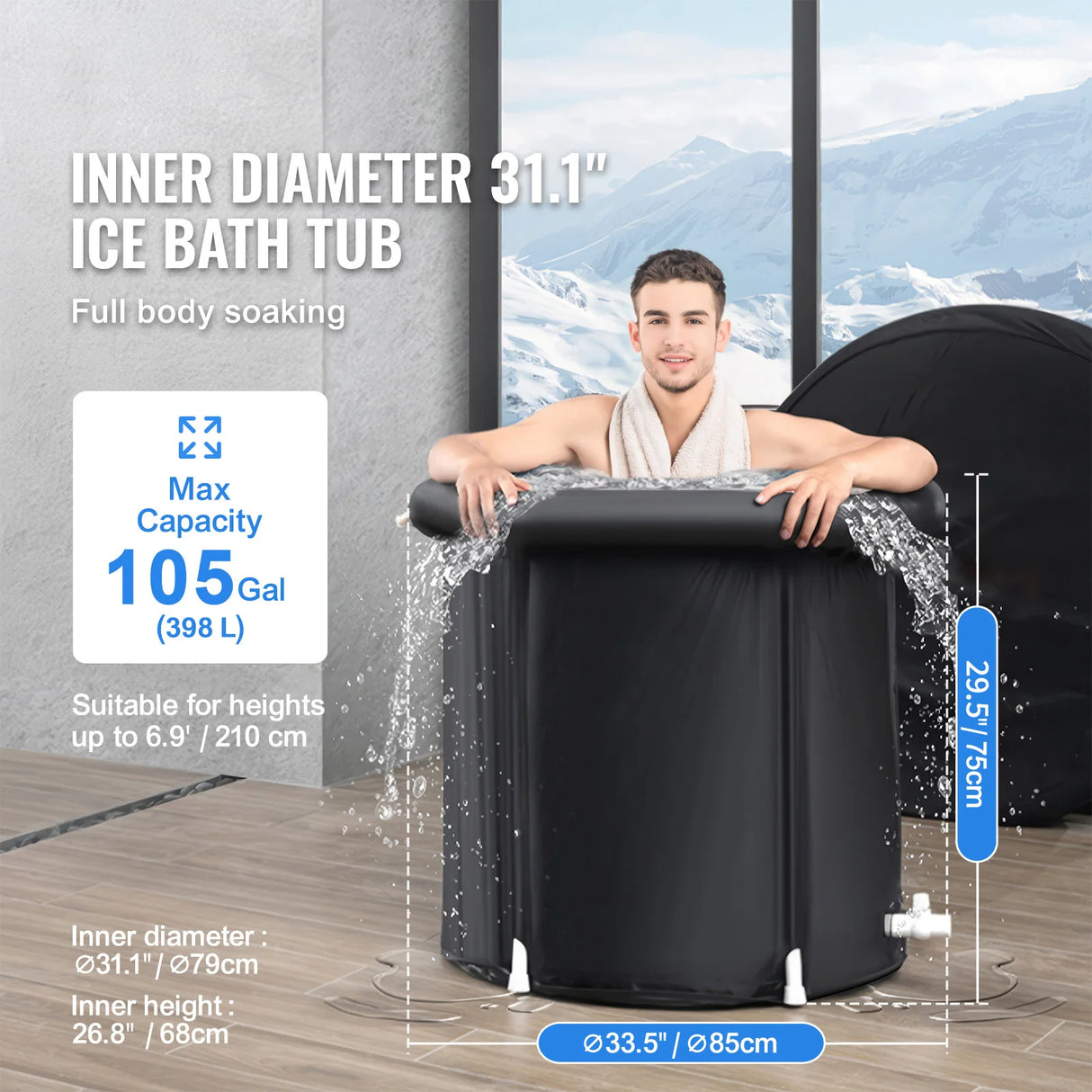 Portable Ice Bath Tub for Cold Water Therapy, Inflatable Plunge Pool
