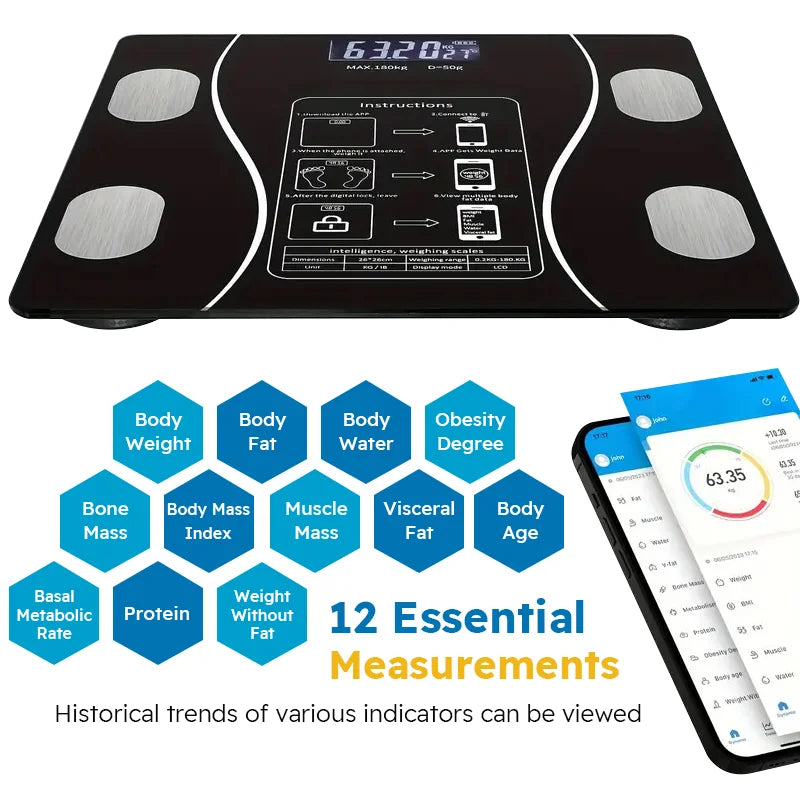 Wireless Digital Body Fat Scale with LED Display - Smart Weight Analyzer