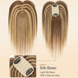 Human Hair Toppers with Clips for Volume and Length, 5x9cm Base