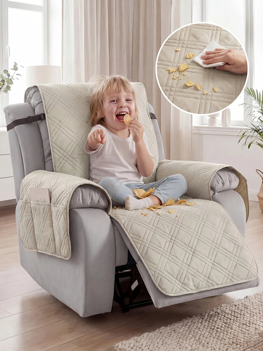 Recliner Cover with Pocket, Anti-Slip Sofa Cushion, Easy Installation