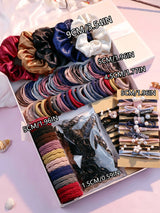 1085PCS Dark Hair Accessories Set - Seamless Ponytail Holders & Scrunchies